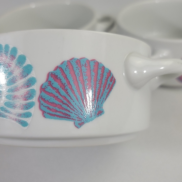 (3) Vtg 1989 Maison Blanche Seashell Motif Soup Bowls With Handles - Picture 5 of 16